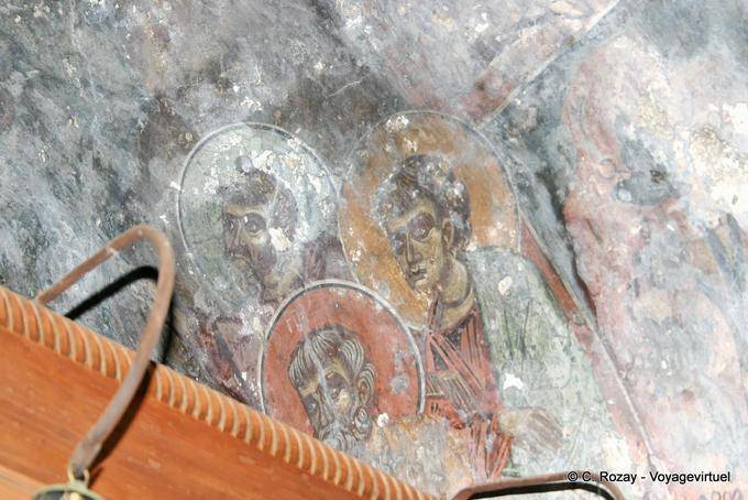 Very faded fragment of a religious mural, Agios Paraskevi Voutas - Crete, Greece