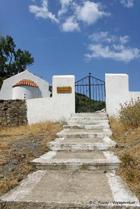 Church entrance Aghia Paraskevi, Voutas - Crete, Greece