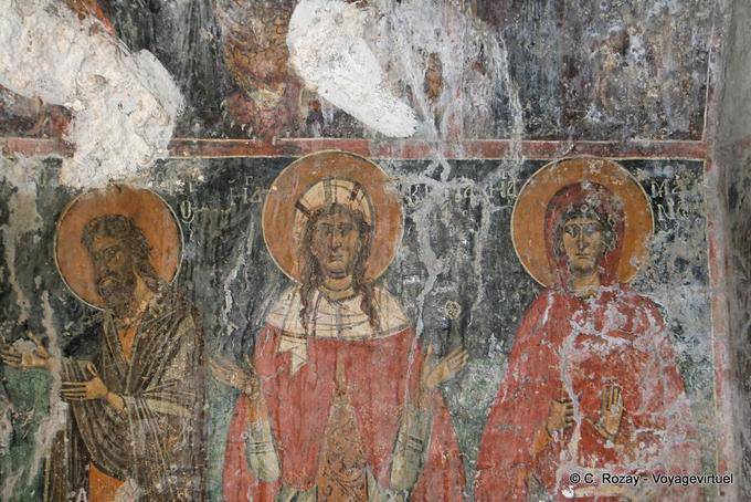 Fragment of fresco in the church of Agios Paraskevi (Friday) to Voutas, on the road to Lagkadas (Paleochora) - Crete, Greece