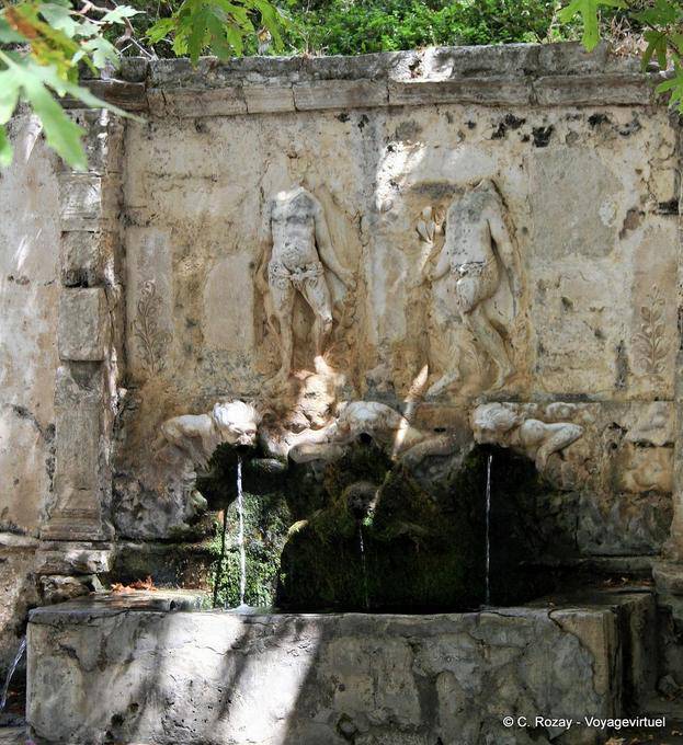 Zaros fountain, very old fountain at the entrance of Moni Agiou Antoniou Vrontisiou - Crete, Greece