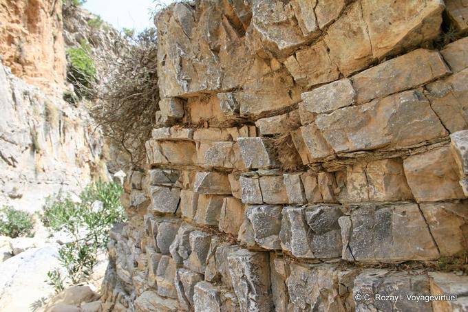 Zaros, natural wall of rocks in the gorge of Rouvas - Crete, Greece