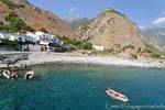 Agia Roumeli pebble beach for a swim at the end of the Samaria gorge trail, Crete.
