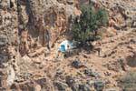 Agia Roumeli house or chapel in the cliff, Crete.