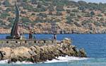 Art on the pier, Agios Nikolaos, Crete.