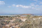Elafonissi, overlooking the peninsula from the coast, Crete.