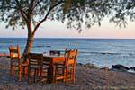 Tavern table by the sea, Frangokastello, Crete.
