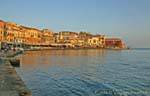 Sun at the port Chania, Crete.