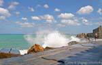 Waves breaking near the Rocca a Mare, Iraklio, Crete.