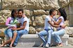 Lovers who smooch on public benches, Iráklio (Heraklion), Crete.
