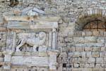 The Lion of St. Mark, the symbol of the Venetian Republic, above the entrance to the fortress of Heraklion, Crete.