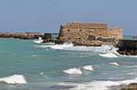 Waves of force against the foundations of the fortress Rocca al Mare or Koules, Iraklio (Heraklion), Crete.