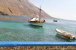 Tourist schooner moored in Loutro, Crete.