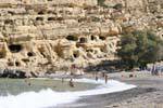 Caves dug into the cliff, Matala, Crete.