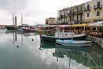 Rethymnon, overlooking the harbor and the Venetian lighthouse, Crete.