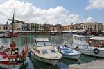 Rethymnon, panoramic view of the Venetian harbor with its old houses, Crete.