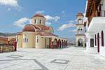 Spili, the church and the bell tower of Agios Raphail in the diocese at the center of the monastery, Crete.