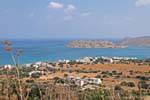 Spinalonga Plaka, Mavrikiano view from the bay and the island of Kalidonia, Crete.