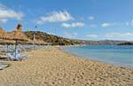 Relax and umbrellas on the beach of Vai, Crete.