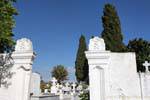 Skulls on the Italian entrance of the cemetery, Vori, Crete.