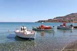 Kato Zakros, fishing boats moored on the crystal clear water, Crete.
