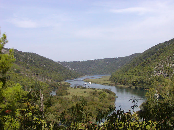 Tourist boats on the river Krka National Park, Croatia