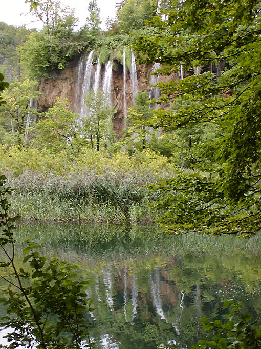 Plitvice waterfalls reflections near Lake Gradinsko, Croatia