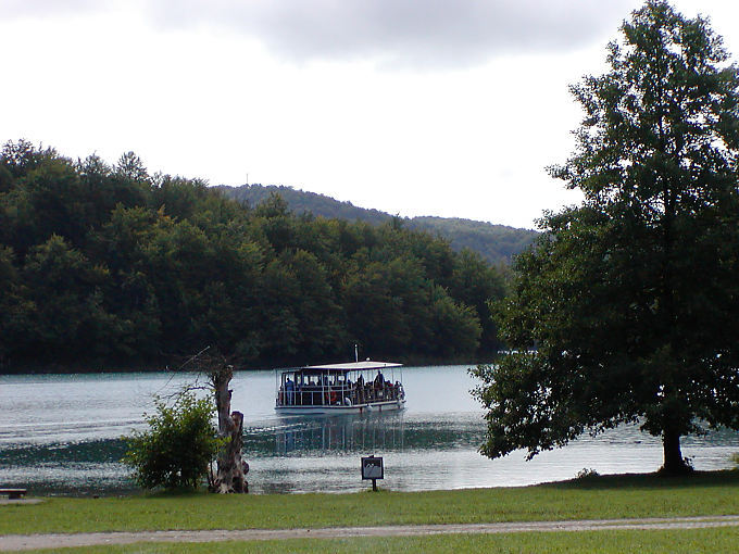 Electric boat to cross Lake Kozjak, Plitvice, Croatia