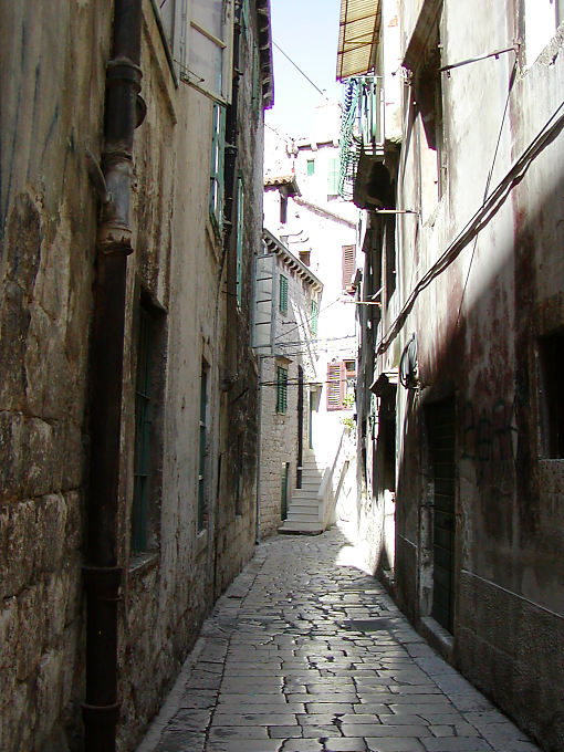 Cobbled street in the center, Sibenik, Croatia