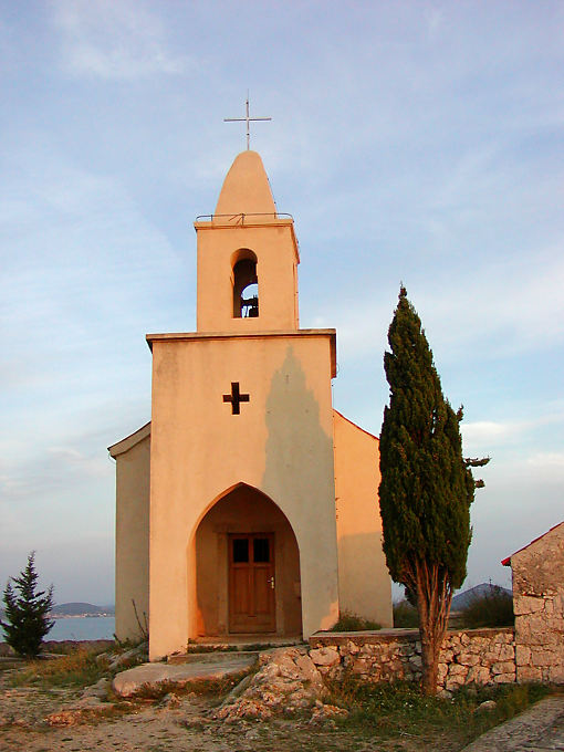 Chapel at sunset, to Tribunj, Croatia