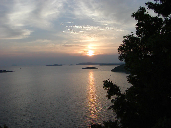 Tribunj, sunset Dalmatian sun, Croatia