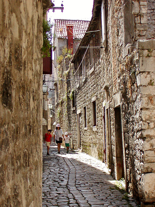 Trogir, medieval cobbled street, Croatia