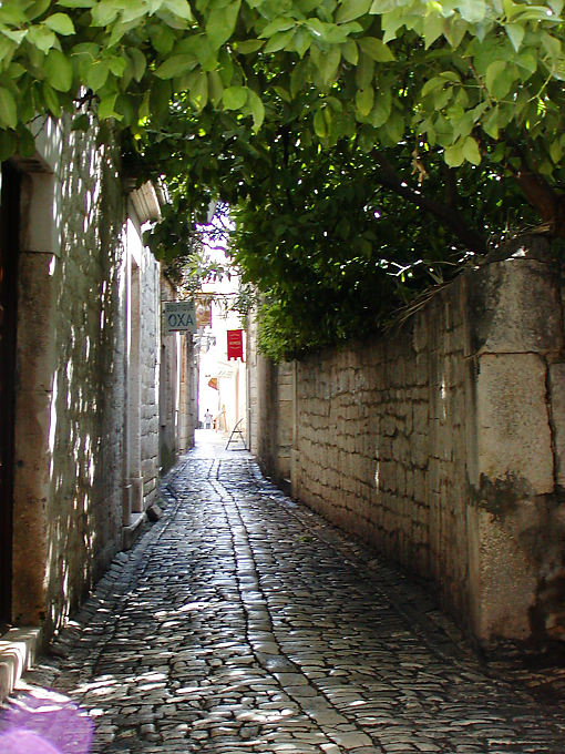 Typical street of Trogir, Croatia