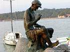 Statue of the fisherman, Krk, Njivice, Croatia.