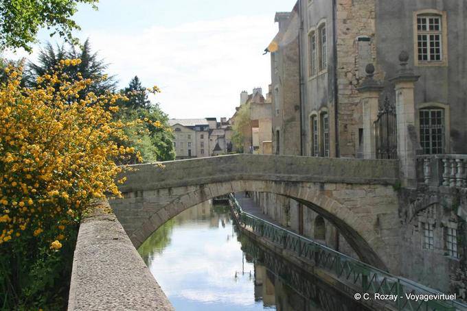 Another view of the canal and the Tanners old bridge, Dole - France