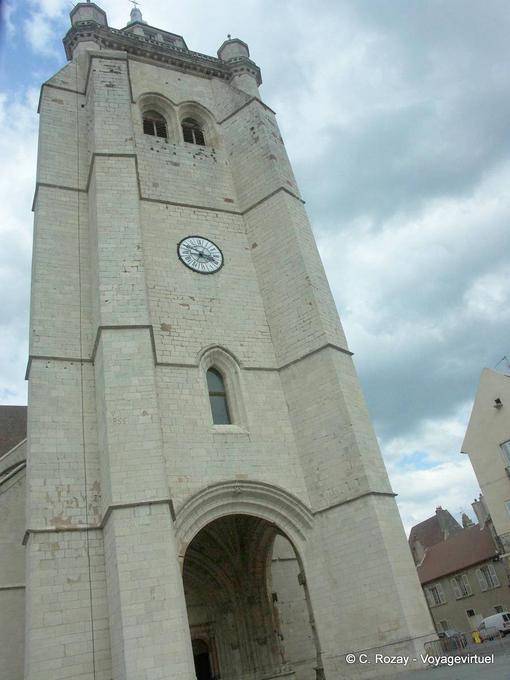 The west bell tower of collégale, completed in 1596, Dole - France