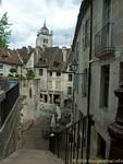 Stairs to the street of Old Butchers, Dole Jura, France.