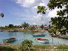 Bayahibe, floating wooden boats on the Caribbean Sea, Dominican Rep..