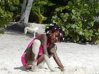 White sand play, Bayahibe beach, Dominican Rep..