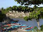 Panorama on the tiny harbor and its boats, Boca de Yuma, Dominican Rep..