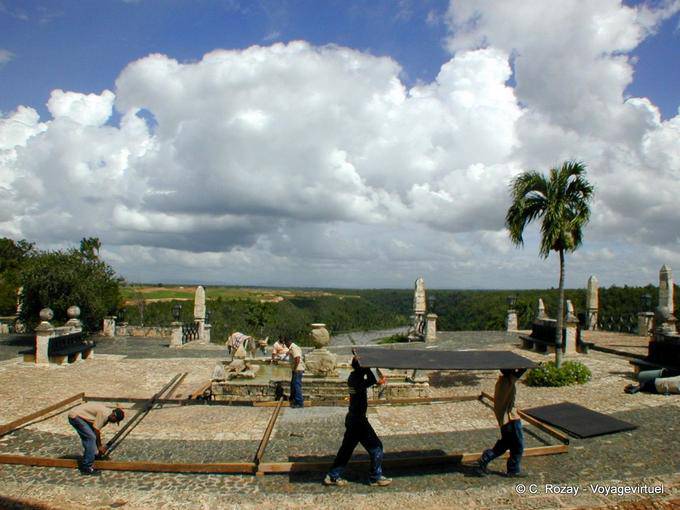 Work on the place overlooking the river, Altos de Chavon, Dominican Rep.