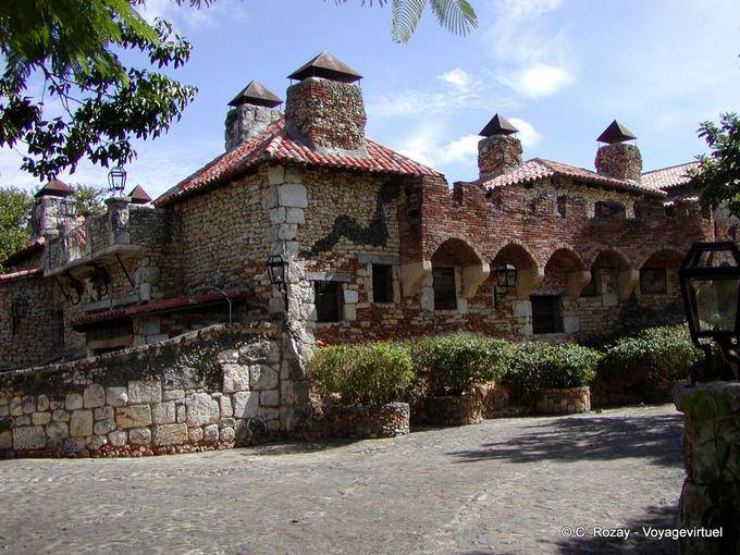 Walls, fireplaces and stone walls with a restaurant, Altos de Chavon, Dominican Rep.