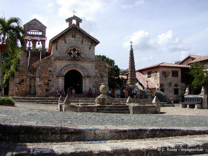 Facade of the St. Stanislaus Church, a tribute to John Paul II, Altos de Chavon, Dominican Rep.