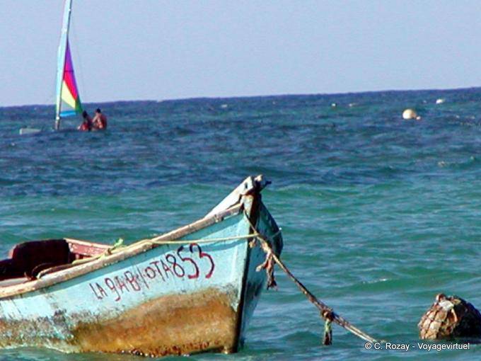 Boat and windsurfing, Bavaro, Dominican Rep.