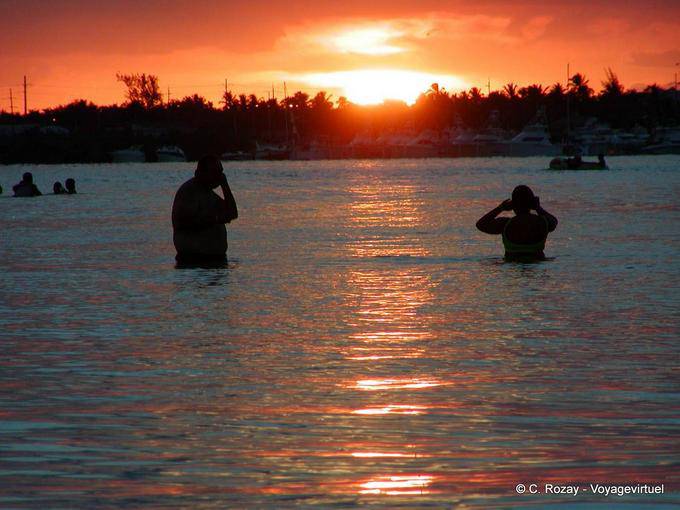 Evening bath at sunset, Boca Chica, Dominican Rep.
