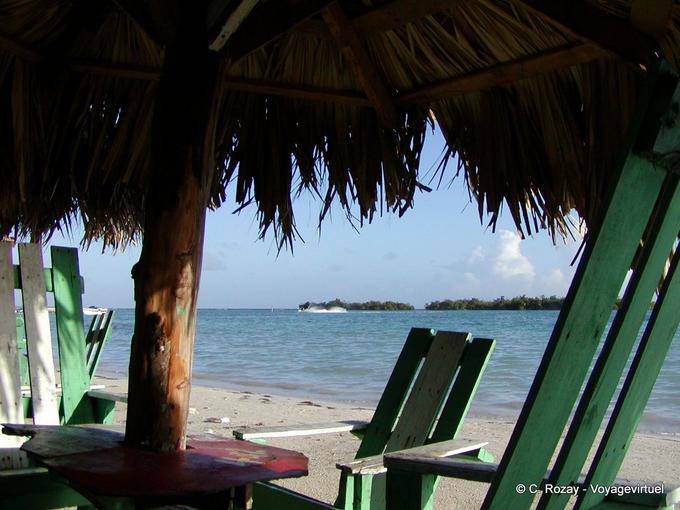 Relaxed bistro on the beach facing the Matica, Boca Chica, Dominican Rep.