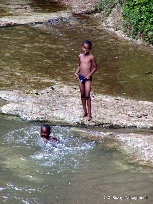 Kids swimming in the river, Dominican Rep.