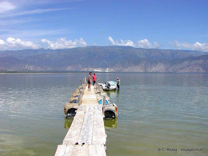 Enriquillo Lake and mountains, Dominican Rep.