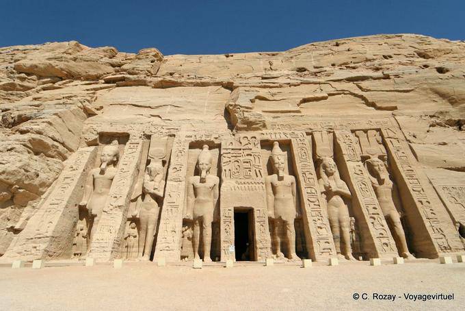Facade of the small temple of Hathor or speos, Abu Simbel - Egypt