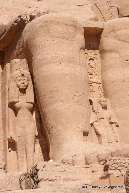 Nefertari and Prince Ramses the foot of the right of the entrance colossus Abu Simbel - Egypt