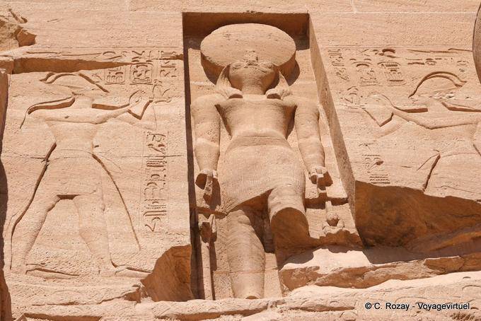 Ramses offer Maat to god Re, Temple of Re-Harakhte, Abu Simbel - Egypt